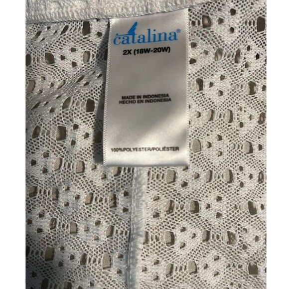 Catalina Tropicalcore Beach White Open Weave Drawstring Swimsuit Cover Up 2X - Picture 2 of 4